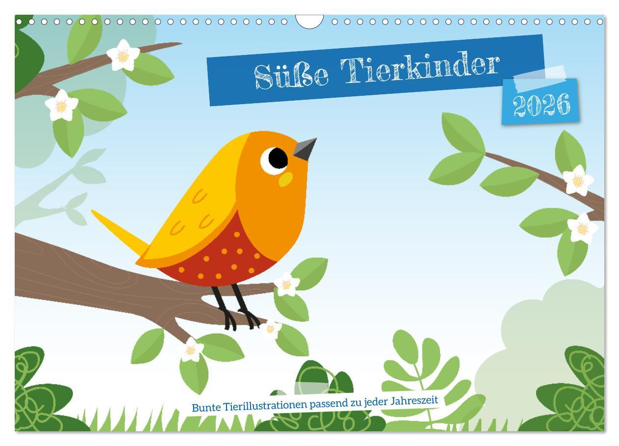 Kalendář/Diář Süße Tierkinder (Wandkalender 2026 DIN A3 quer), CALVENDO Monatskalender Calvendo