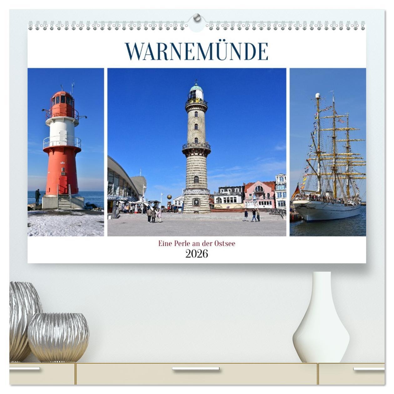 Kalendár/Diár WARNEMÜNDE (hochwertiger Premium Wandkalender 2026 DIN A2 quer), Kunstdruck in Hochglanz Calvendo