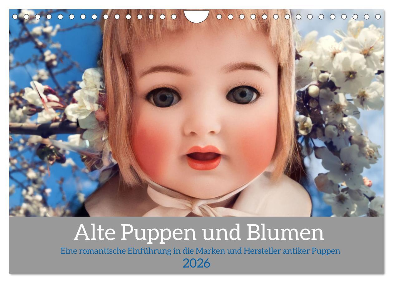 Kalendár/Diár Alte Puppen und Blumen (Wandkalender 2026 DIN A4 quer), CALVENDO Monatskalender Calvendo