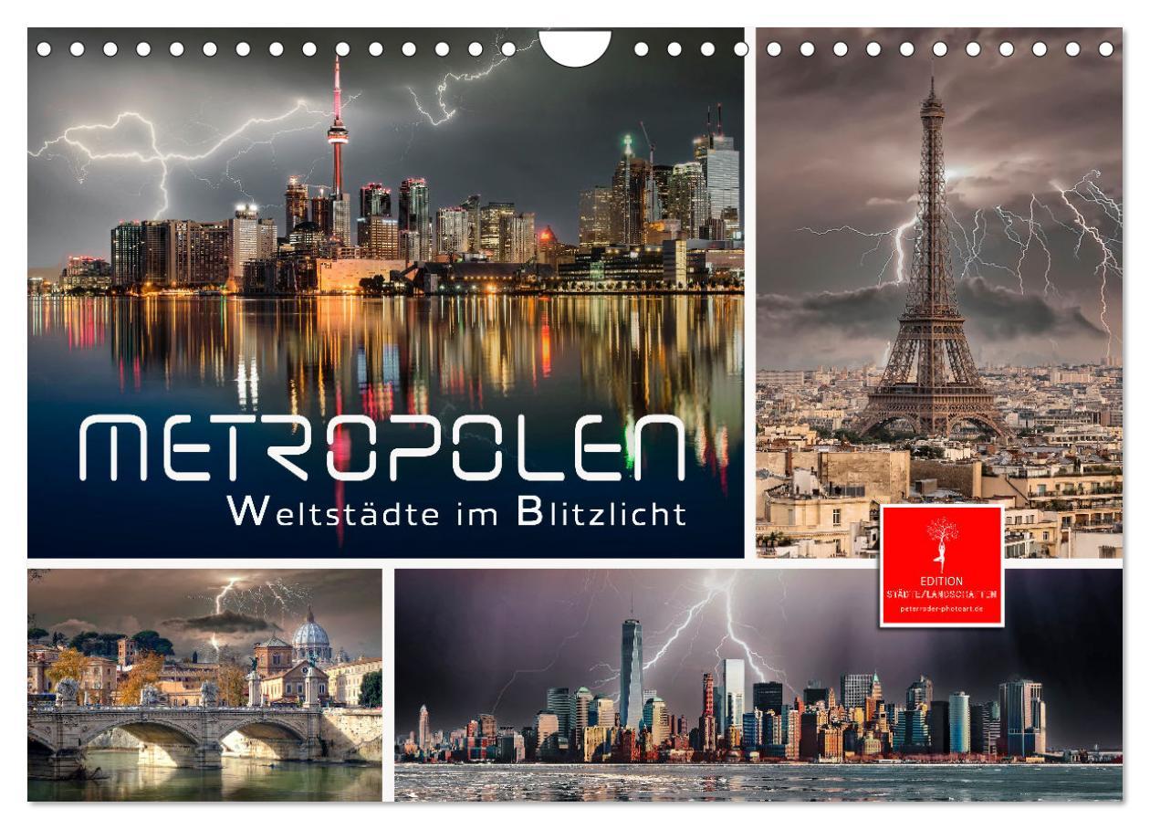 Kalendár/Diár Metropolen - Weltstädte im Blitzlicht (Wandkalender 2026 DIN A4 quer), CALVENDO Monatskalender Calvendo