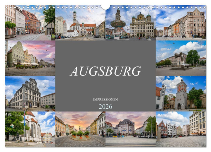 Kalendár/Diár Augsburg Impressionen (Wandkalender 2026 DIN A3 quer), CALVENDO Monatskalender Calvendo
