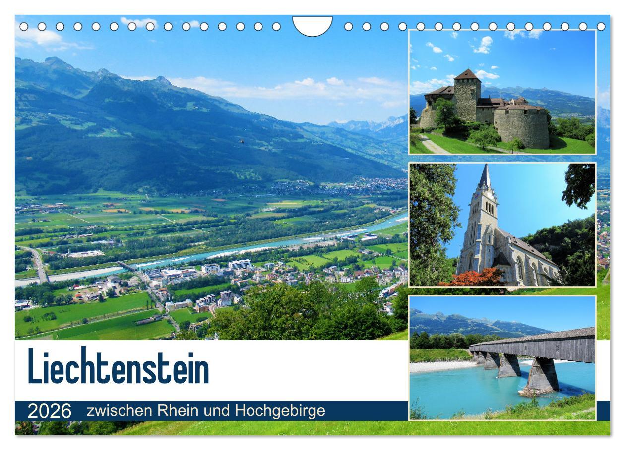 Kalendář/Diář Liechtenstein - zwischen Rhein und Hochgebirge (Wandkalender 2026 DIN A4 quer), CALVENDO Monatskalender Calvendo