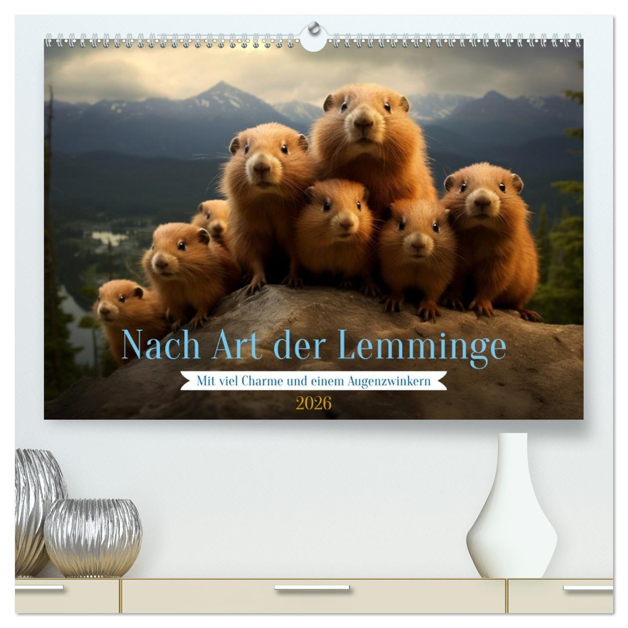 Kalendár/Diár Nach Art der Lemminge (hochwertiger Premium Wandkalender 2026 DIN A2 quer), Kunstdruck in Hochglanz Calvendo