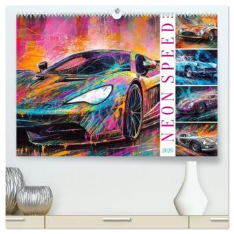 Kalendár/Diár Neon Speed (hochwertiger Premium Wandkalender 2026 DIN A2 quer), Kunstdruck in Hochglanz Calvendo