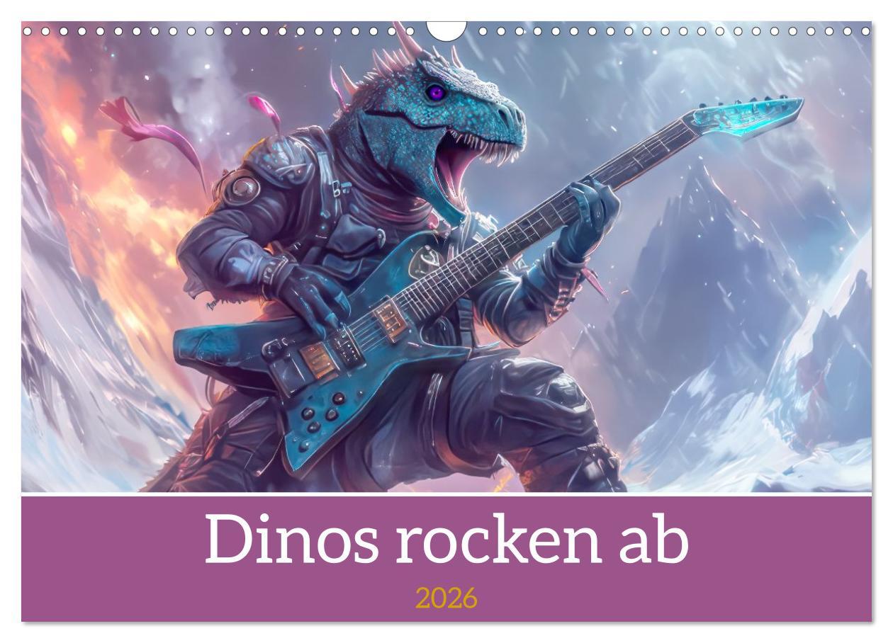 Kalendár/Diár Dinos rocken ab (Wandkalender 2026 DIN A3 quer), CALVENDO Monatskalender Calvendo