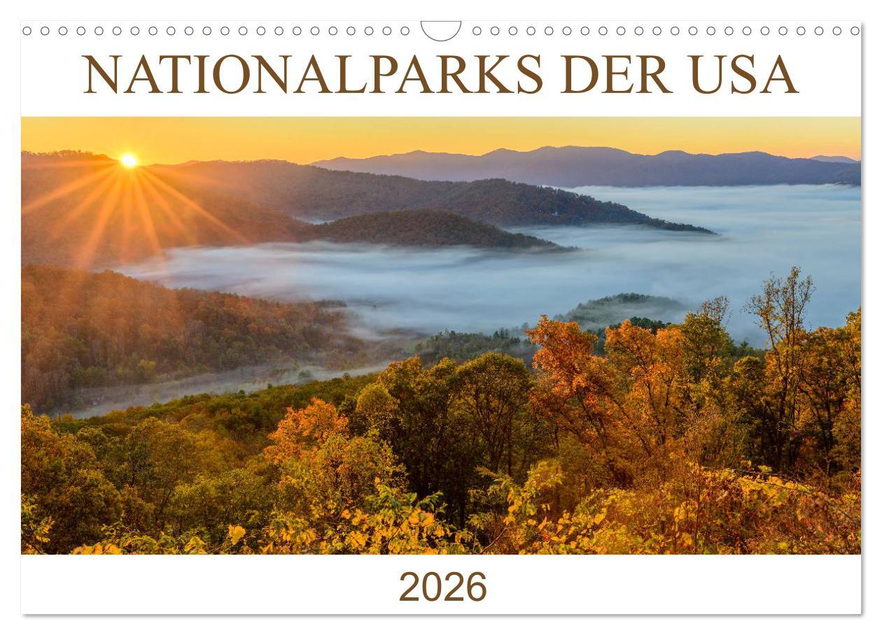 Kalendár/Diár Nationalparks der USA (Wandkalender 2026 DIN A3 quer), CALVENDO Monatskalender Calvendo