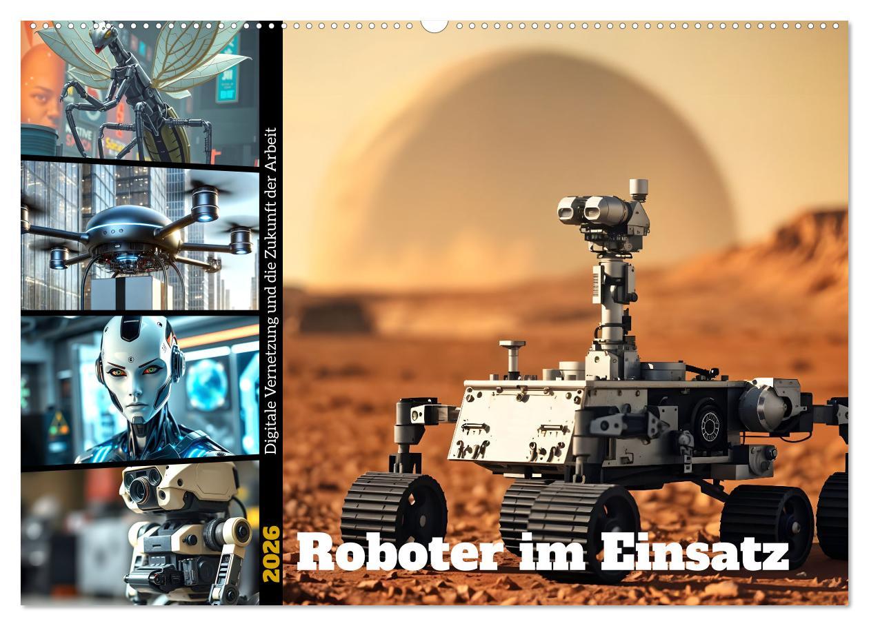 Kalendář/Diář Roboter im Einsatz - Digitale Vernetzung und die Zukunft der Arbeit (Wandkalender 2026 DIN A2 quer), CALVENDO Monatskalender Calvendo