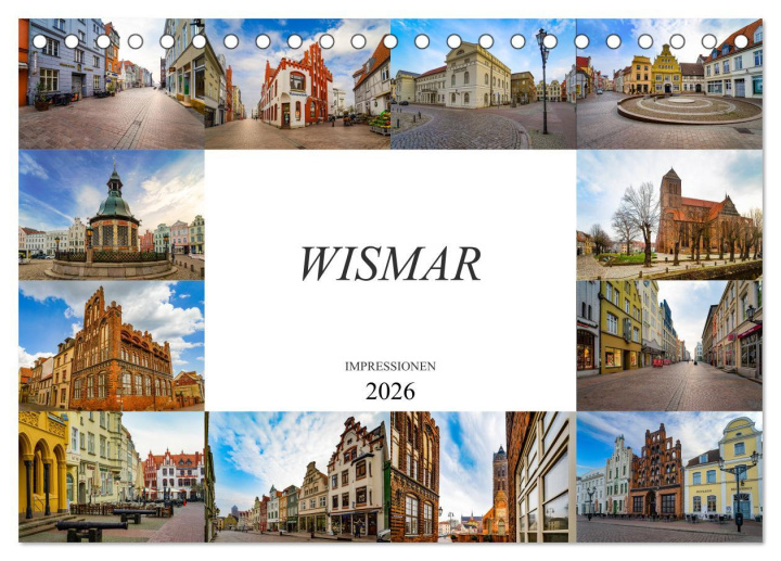 Koledar/Rokovnik Wismar Impressionen (Tischkalender 2026 DIN A5 quer), CALVENDO Monatskalender Calvendo
