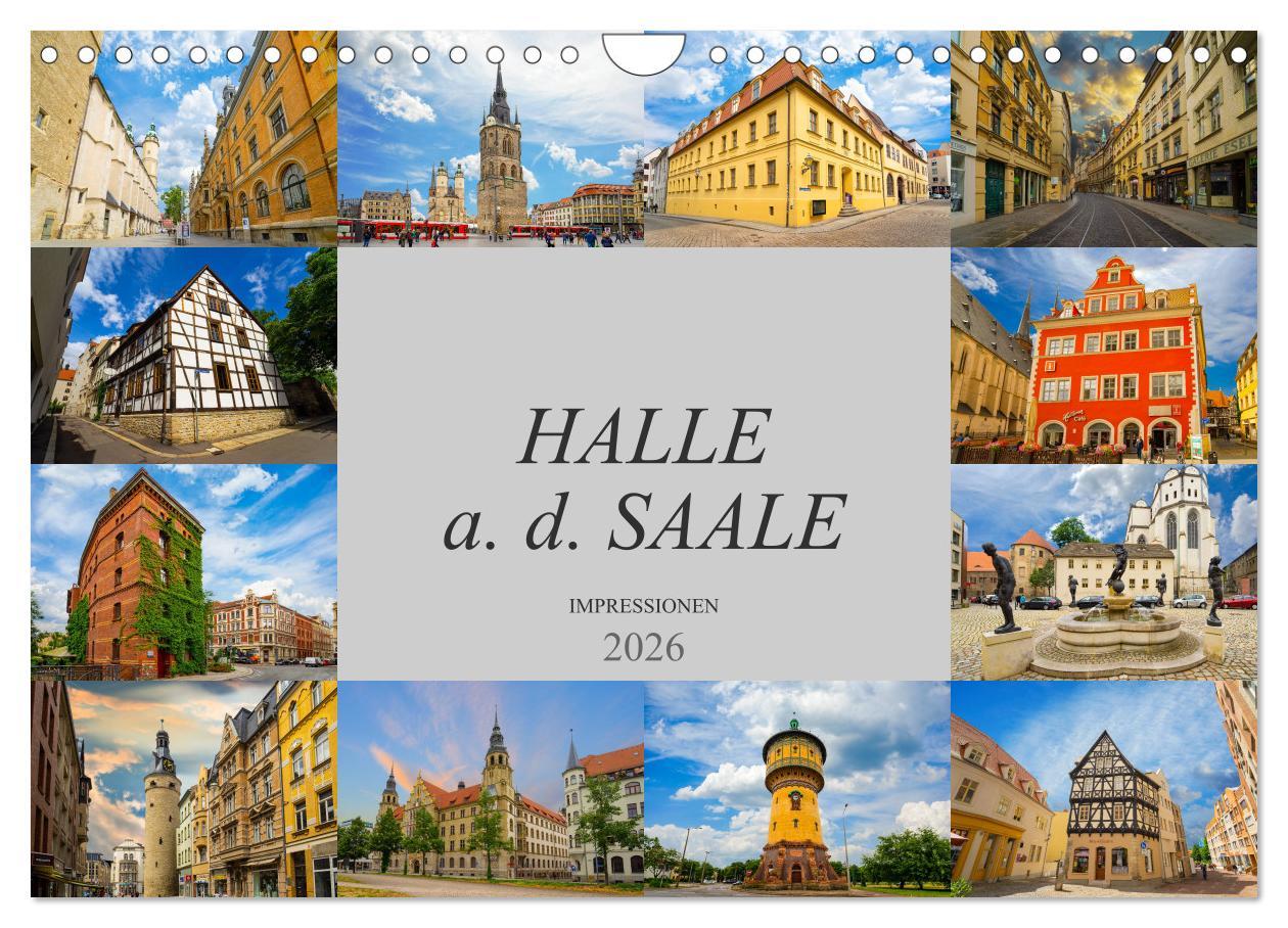 Kalendár/Diár Halle a. d. Saale Impressionen (Wandkalender 2026 DIN A4 quer), CALVENDO Monatskalender Calvendo