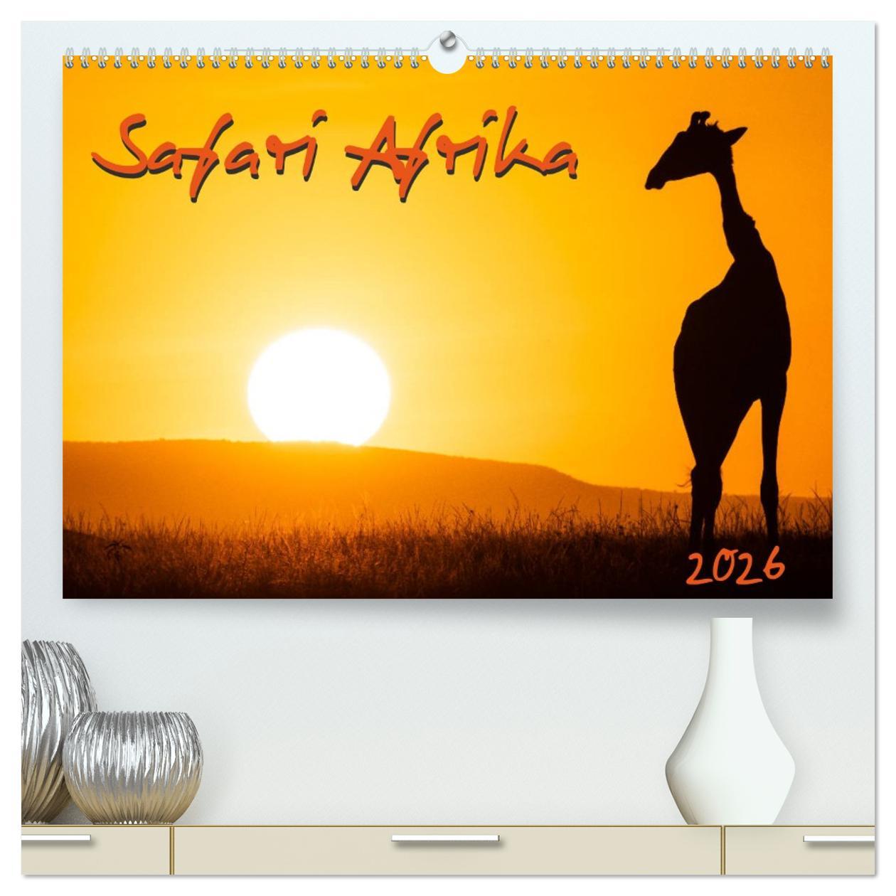 Kalendář/Diář Safari Afrika (hochwertiger Premium Wandkalender 2026 DIN A2 quer), Kunstdruck in Hochglanz Calvendo