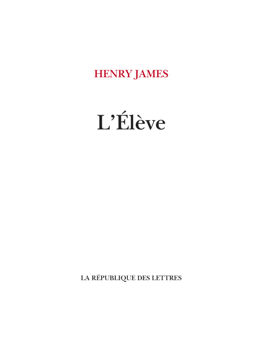 Libro L'Élève Henry James