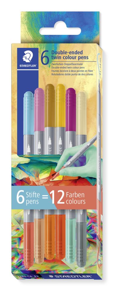 Kniha Flamastry dwustronne Multiverse 6szt.12 kolorów Staedtler 