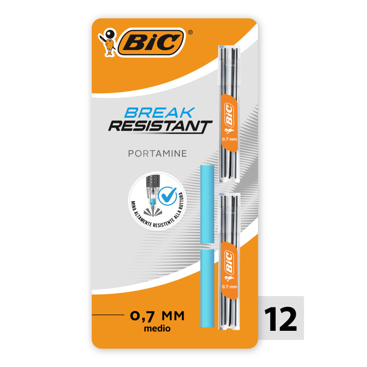 Kniha Wkłady do ołówka +gumka BIC Break Resistant 0.7mm blister 12+2szt 