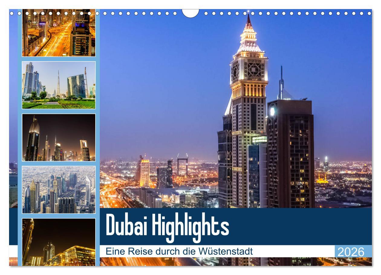 Календар/тефтер Dubai Highlights (Wandkalender 2026 DIN A3 quer), CALVENDO Monatskalender Calvendo