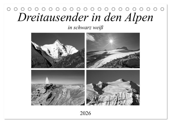 Kalendár/Diár Dreitausender in den Alpen (Tischkalender 2026 DIN A5 quer), CALVENDO Monatskalender Calvendo
