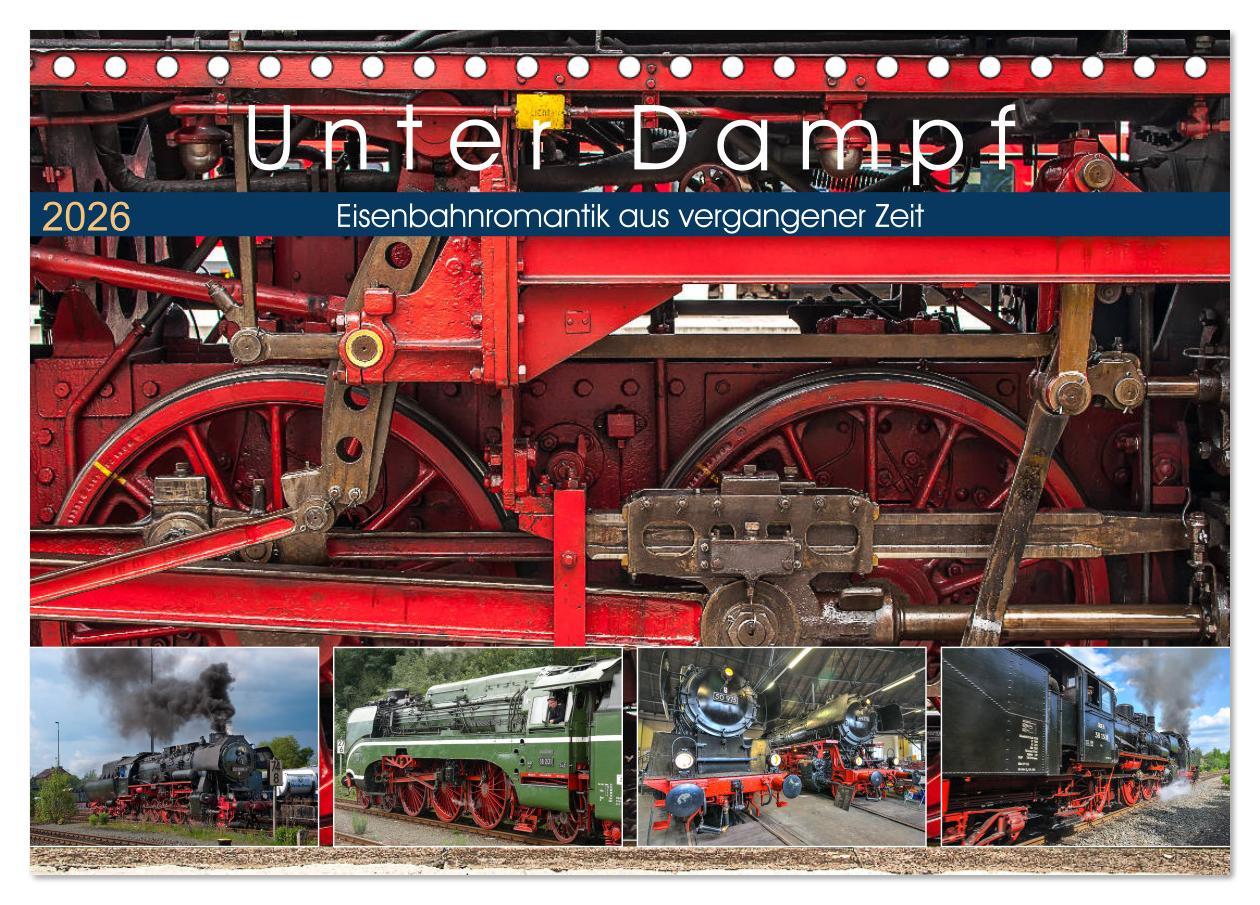Kalendár/Diár Unter Dampf - Eisenbahnromantik aus vergangener Zeit (Tischkalender 2026 DIN A5 quer), CALVENDO Monatskalender Calvendo