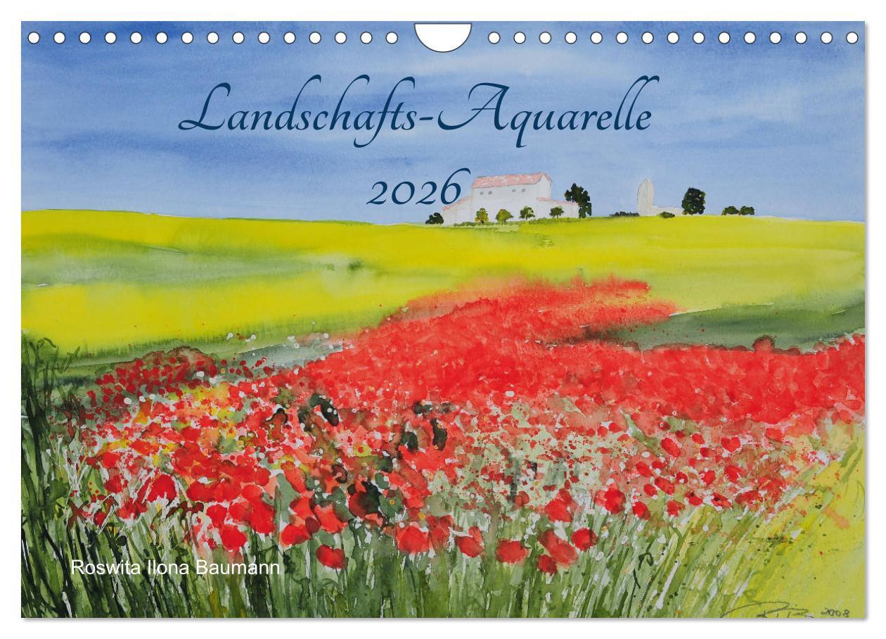 Kalendár/Diár Landschafts-Aquarelle 2026 Roswita Ilona Baumann (Wandkalender 2026 DIN A4 quer), CALVENDO Monatskalender Calvendo
