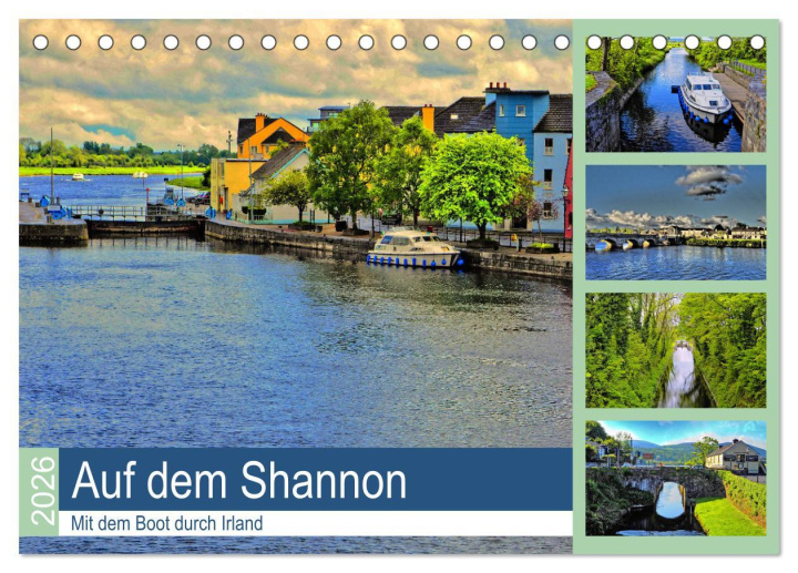 Kalendár/Diár Auf dem Shannon - Mit dem Boot durch Irland (Tischkalender 2026 DIN A5 quer), CALVENDO Monatskalender Calvendo