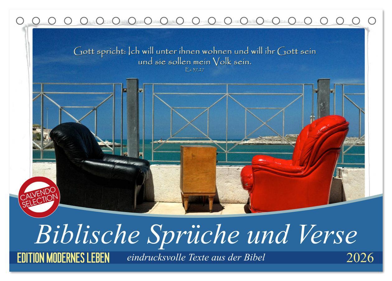 Kalendár/Diár Biblische Sprüche und Verse (Tischkalender 2026 DIN A5 quer), CALVENDO Monatskalender Calvendo