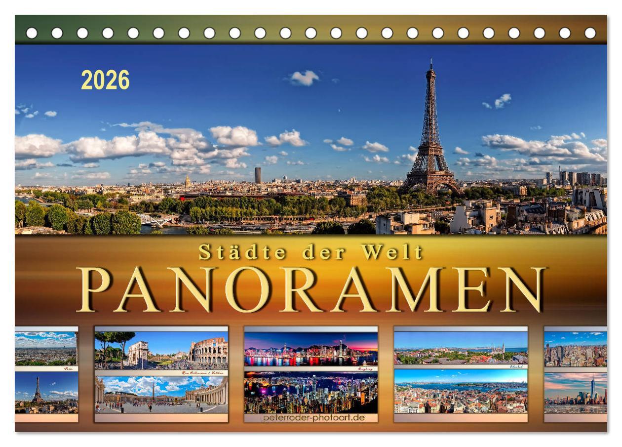 Kalendář/Diář Städte der Welt, Panoramen (Tischkalender 2026 DIN A5 quer), CALVENDO Monatskalender Calvendo