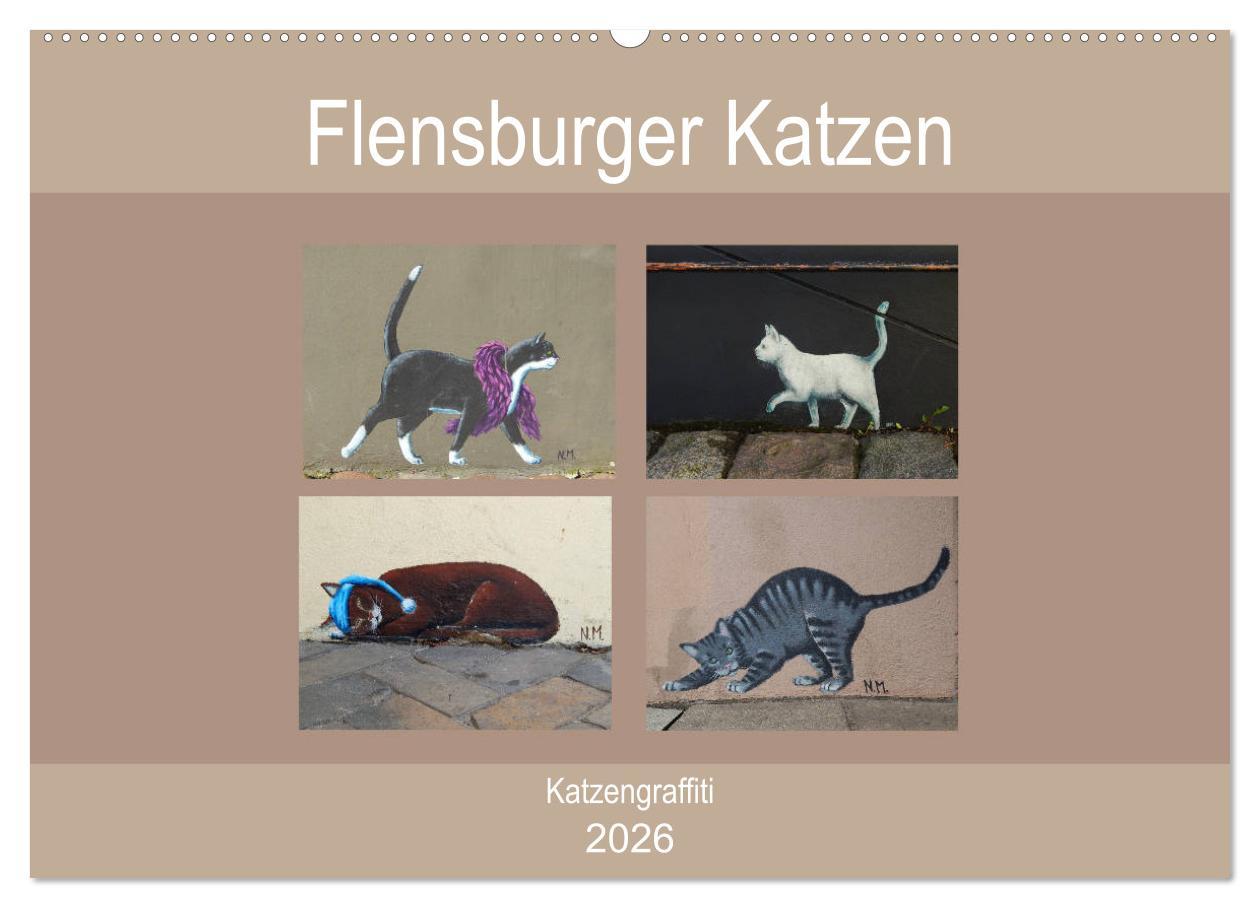 Kalendár/Diár Flensburger Katzen (Wandkalender 2026 DIN A2 quer), CALVENDO Monatskalender Calvendo