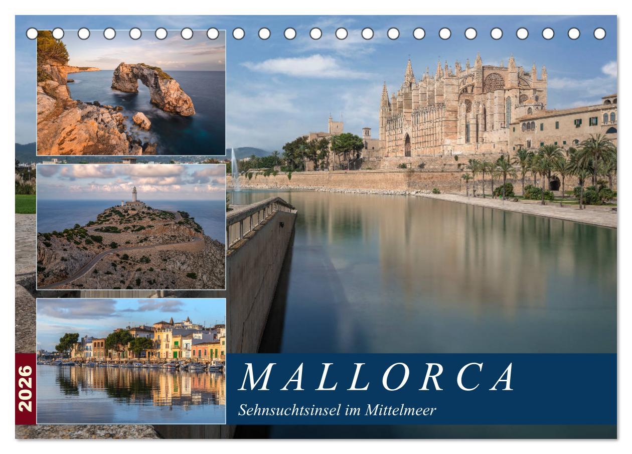 Kalendár/Diár Mallorca, Sehnsuchtsinsel im Mittelmeer (Tischkalender 2026 DIN A5 quer), CALVENDO Monatskalender Calvendo