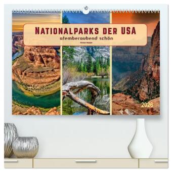 Kalendář/Diář Nationalparks der USA - atemberaubend schön (hochwertiger Premium Wandkalender 2026 DIN A2 quer), Kunstdruck in Hochglanz Calvendo
