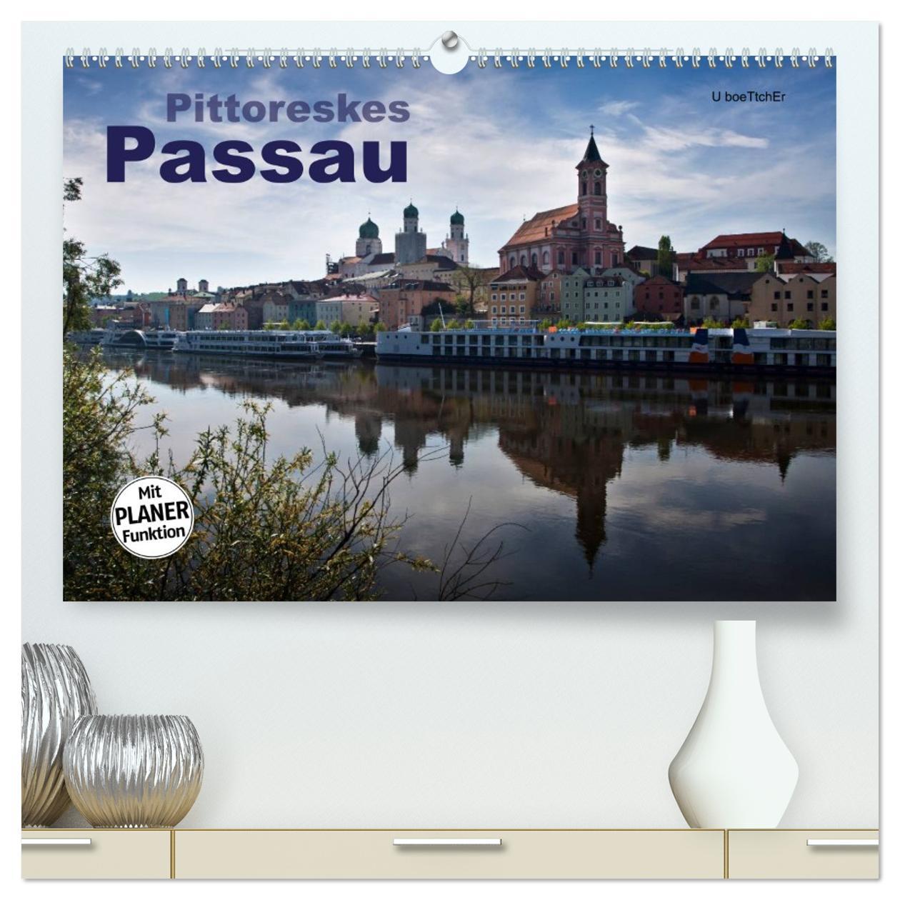 Kalendár/Diár Pittoreskes Passau (hochwertiger Premium Wandkalender 2026 DIN A2 quer), Kunstdruck in Hochglanz Calvendo
