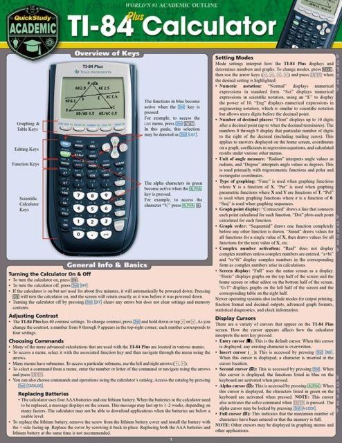 Buch Ti 84 Plus Calculator: a QuickStudy Laminated Reference Guide Yablonski
