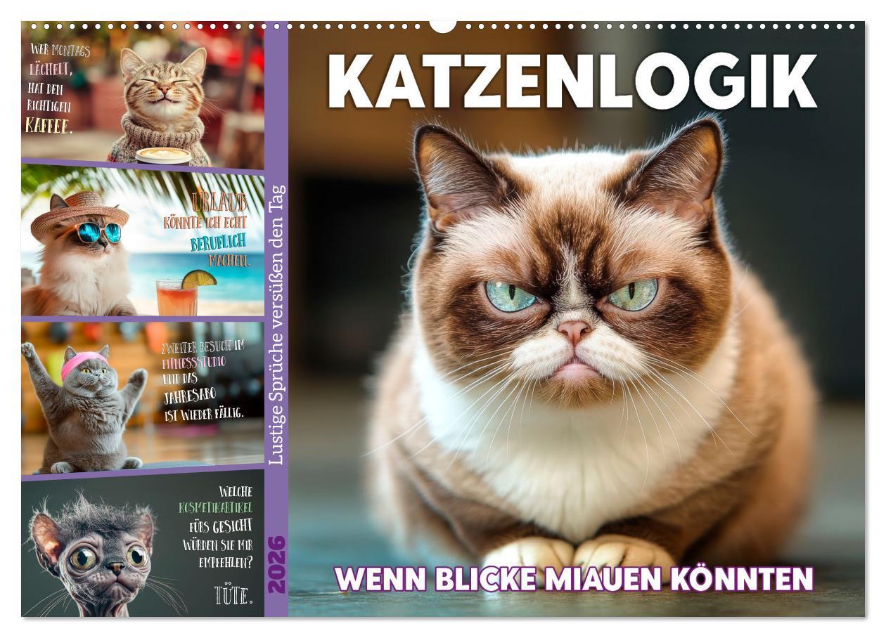 Kalendář/Diář Katzenlogik - Wenn Blicke miauen könnten (Wandkalender 2026 DIN A2 quer), CALVENDO Monatskalender Calvendo