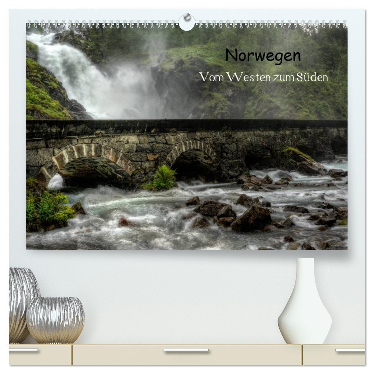 Kalendář/Diář Norwegen - Vom Westen zum Süden (hochwertiger Premium Wandkalender 2026 DIN A2 quer), Kunstdruck in Hochglanz Calvendo