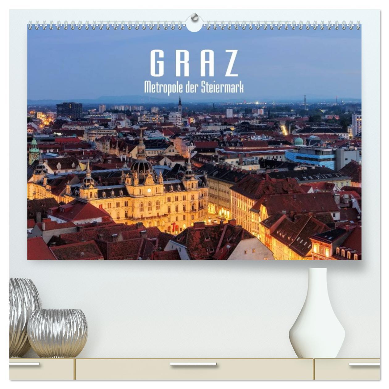 Kalendář/Diář Graz - Metropole der Steiermark (hochwertiger Premium Wandkalender 2026 DIN A2 quer), Kunstdruck in Hochglanz Calvendo