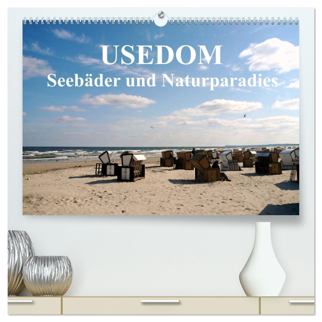 Календар/тефтер USEDOM - Seebäder und Naturparadies (hochwertiger Premium Wandkalender 2026 DIN A2 quer), Kunstdruck in Hochglanz Calvendo