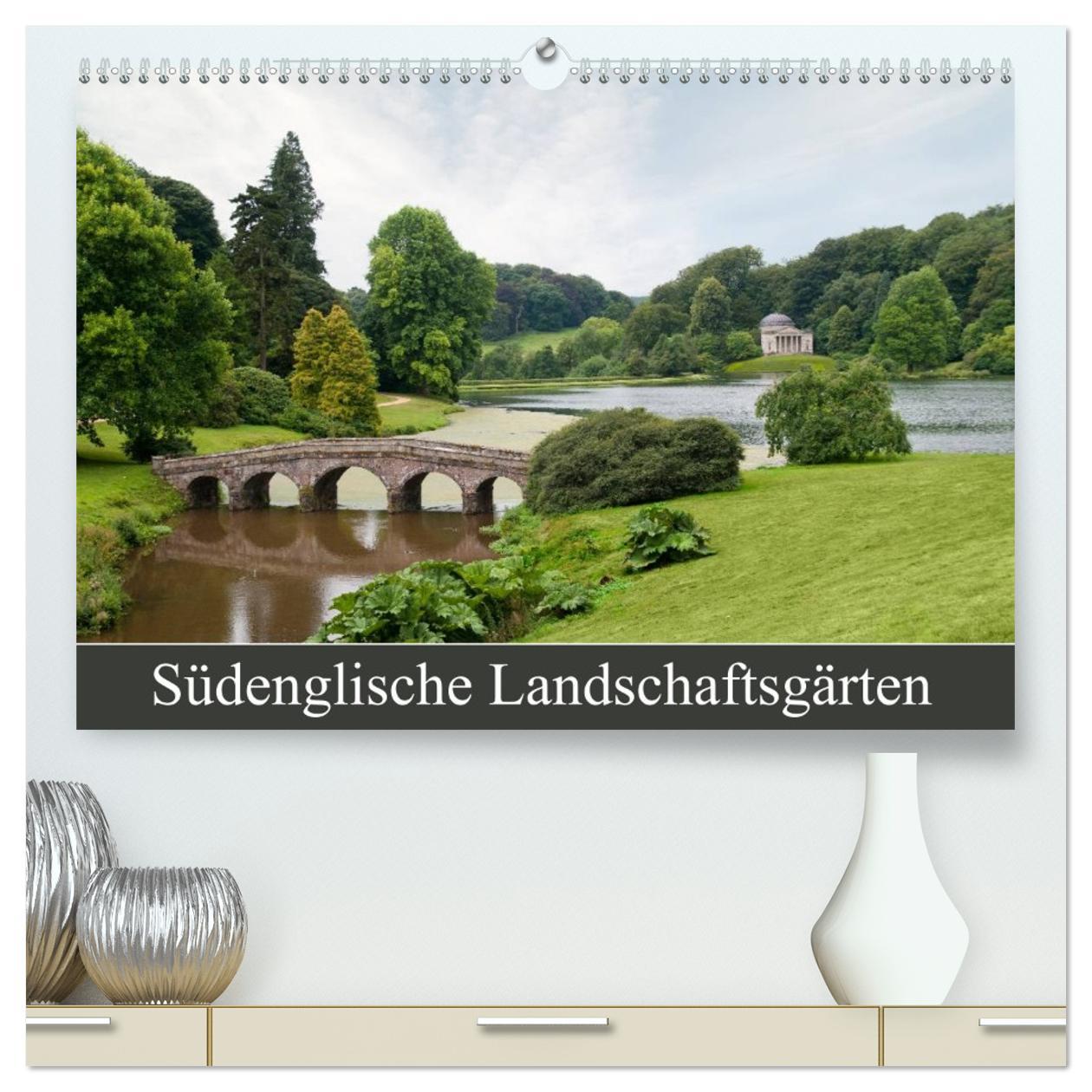 Календар/тефтер Südenglische Landschaftsgärten (hochwertiger Premium Wandkalender 2026 DIN A2 quer), Kunstdruck in Hochglanz Calvendo