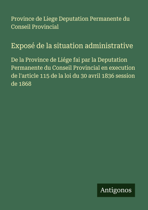 Kniha Exposé de la situation administrative 