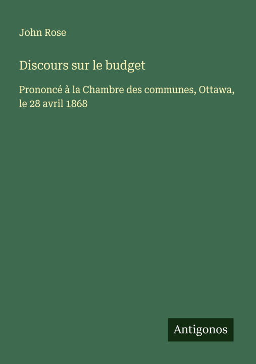 Knjiga Discours sur le budget John Rose