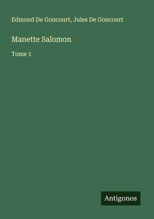 Kniha Manette Salomon Jules De Goncourt