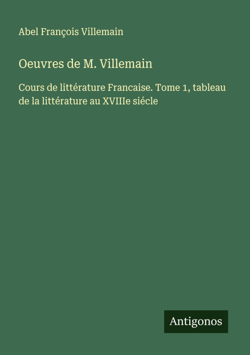 Kniha Oeuvres de M. Villemain 
