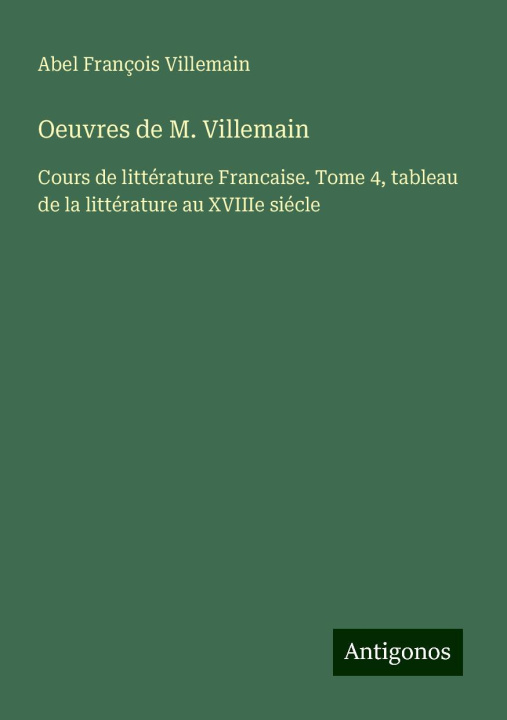 Carte Oeuvres de M. Villemain 