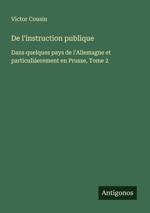 Книга De l'instruction publique 