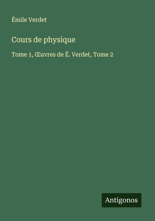 Kniha Cours de physique 