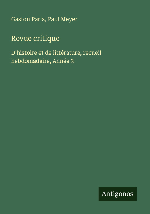 Kniha Revue critique Paul Meyer