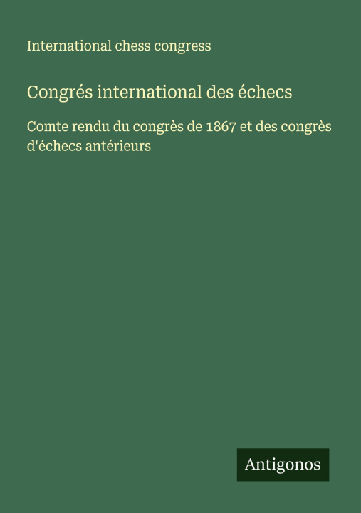 Kniha Congrés international des échecs 