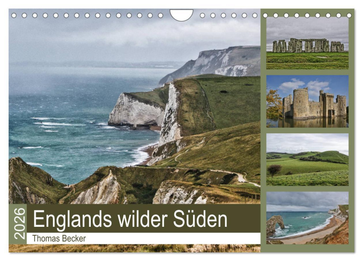 Kalendár/Diár Englands wilder Süden (Wandkalender 2026 DIN A4 quer), CALVENDO Monatskalender Calvendo