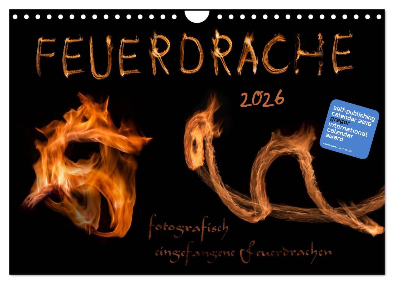 Koledar/Rokovnik Feuerdrache (Wandkalender 2026 DIN A4 quer), CALVENDO Monatskalender Calvendo