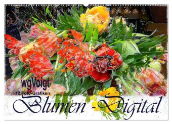 Kalendár/Diár Blumen - Digital (Wandkalender 2026 DIN A2 quer), CALVENDO Monatskalender Calvendo
