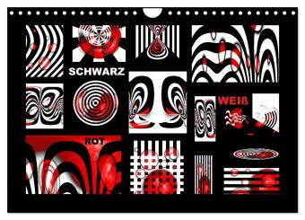 Kalendár/Diár SCHWARZ, WEIß, ROT (Wandkalender 2026 DIN A4 quer), CALVENDO Monatskalender Calvendo