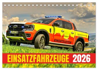 Kalendár/Diár Einsatzfahrzeuge 112 (Tischkalender 2026 DIN A5 quer), CALVENDO Monatskalender Calvendo