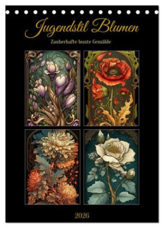 Kalendár/Diár Jugendstil Blumen (Tischkalender 2026 DIN A5 hoch), CALVENDO Monatskalender Calvendo