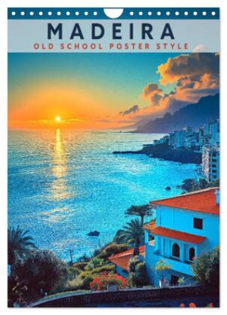 Kalendár/Diár Madeira - Old School Poster Style (Wandkalender 2026 DIN A4 hoch), CALVENDO Monatskalender Calvendo